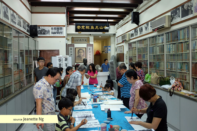 Chinese calligraphy session at United Chinese Library